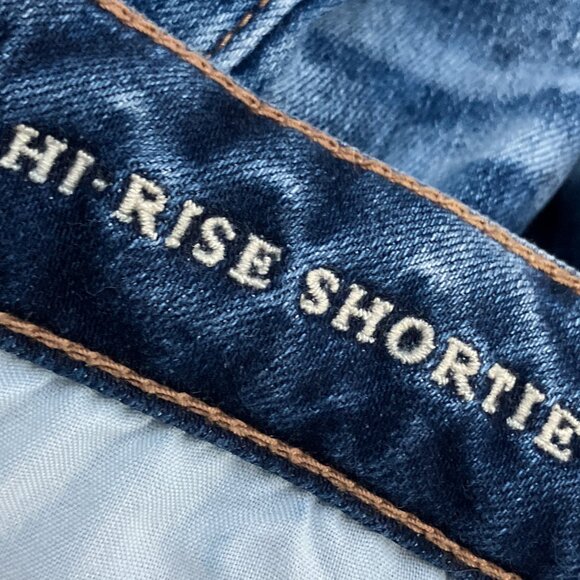 American Eagle 4 Hi Rise Shortie Distressed Super Stretch X Denim Jean Shorts‎ - Picture 4 of 5